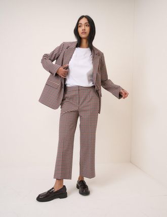 Nobody's Child Red and Navy Gingham Tailored Trousers
