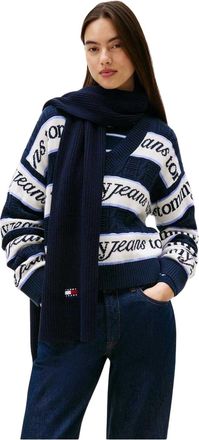 Tommy Jeans Unisex geribbelde sjaal voor volwassenen (Donkere marine)