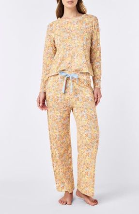 Papinelle Sleepwear Carly Floral Print Organic Cotton Pajamas in Honey Yellow at Nordstrom, Size Xx-Large