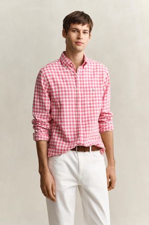 GANT Men Gingham Linen Blend Shirt (XXXL) ROSE PINK