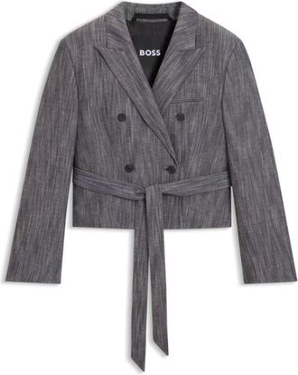 BOSS Regular-fit blazer in melange denim