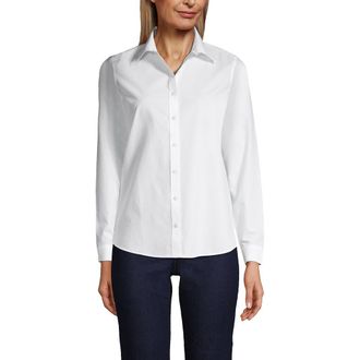 Lands End No Iron Supima Cotton Long Sleeve Shirt in White at Nordstrom, Size 18
