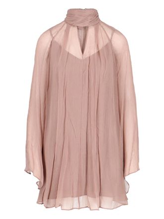 Staud Asymmetrical Mini Chiffon Dress With Front Cut-Out