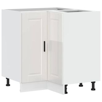 Berkfield Home Kitchen Corner Base Cabinet&not;Porto High Gloss White Engineered Wood