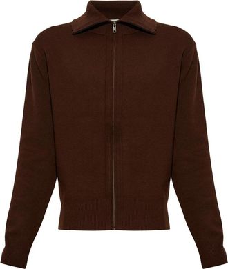Entire studios Cardigan Met Kraag - Heren - Vesten - Bruin - M/L - Wol - Truien & Vesten