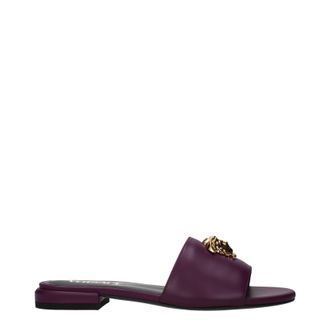 Versace Hausschuhe und Clogs f&uuml;r Damen, Leder in Lila/Pflaume