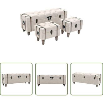 vidaXL vidaXL Panca in legno massello - Set Cassapanche 3 pz in Legno Massello e Acciaio 112x37x45 cm