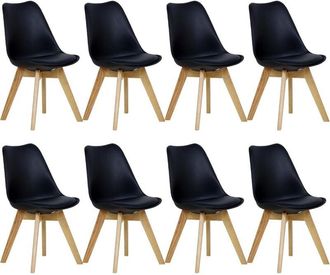 Woltu Set of 8 Dining Chairs Designer Side Chairs Home Office Commercial, Black - Woltu