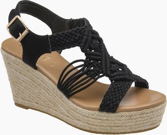 Ravel Womens Kennley Womens Wedge Sandals - Black - Size: 8