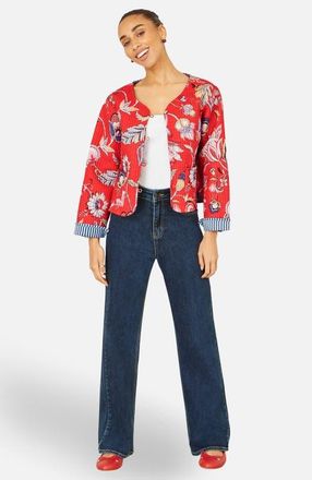 Yumi Boho Cotton Reversible Quilted Jacket in Red at Nordstrom, Size 12