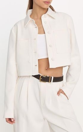 Good American Luxe Crop Jacket in Soft Shell at Nordstrom, Size X-Small