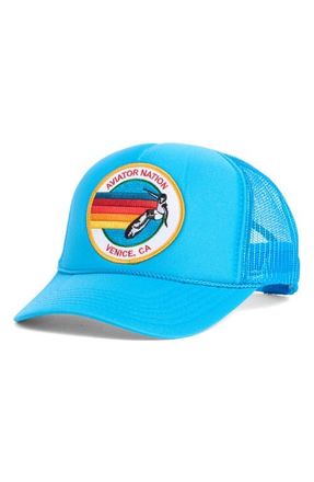 Aviator Nation Signature Trucker Hat in Neon Blue at Nordstrom