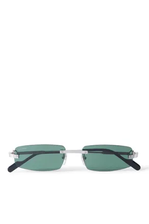 Cartier Rimless Rectangular-Frame Silver-Tone Sunglasses
