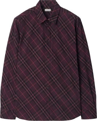 Burberry check cotton shirt - men - Cotton - S - Purple