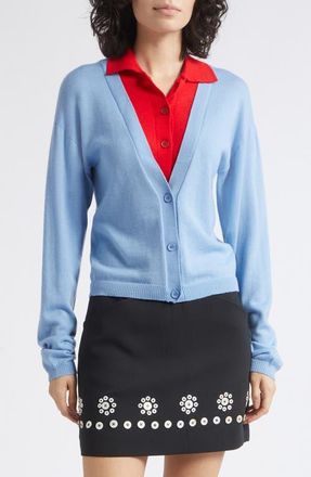 Stine Goya Layered Wool Cardigan in Sky Blue/fiery Red at Nordstrom, Size Xx-Small