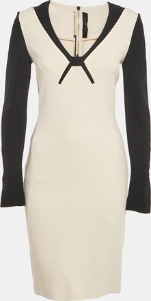Roland Mouret Cream Stretch Crepe Knee-Length Dress