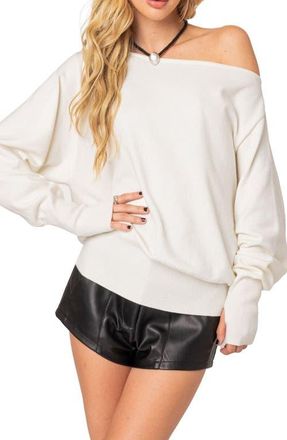 Edikted Off the Shoulder Oversize Sweater in Cream at Nordstrom, Size X-Small