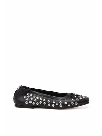 Golden Goose Black Leather Studded Flats