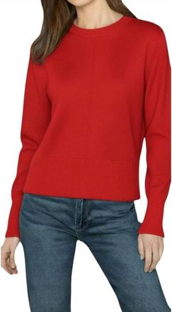 Kinross Cashmere Exposed Seam Crew Sweater In Crimson
