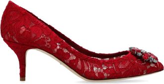 Dolce & Gabbana Bellucci Lace Pump - Dames - Pumps - Rood - 37 EU - Katoen - Schoenen