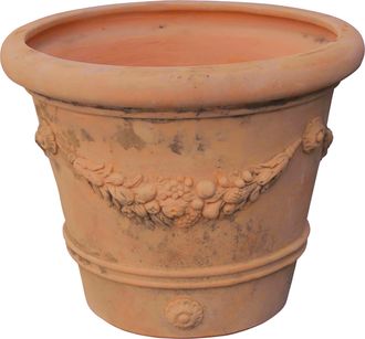 Biscottini International Cuenca Dentada Envejecida, De Terracota Toscana Diam.100x80 Cm Made In Italy