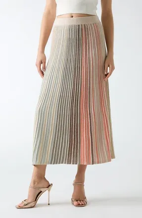 Marciano Rosy Pleat Knit Midi Skirt in Brown at Nordstrom, Size X-Small