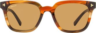 Bally BY0085H Square Acetate Sunglasses - Brown