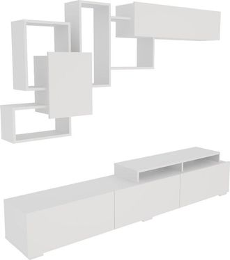 Hanah Home Modern Tv Unit With Wall Shelf