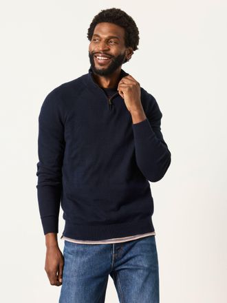 Fat Face FatFace Rye Navy Half Neck Knitted Jumper