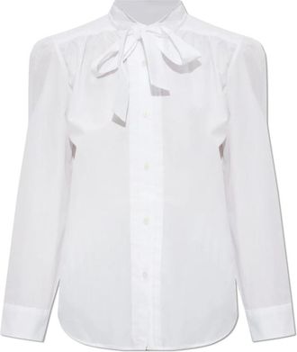R13 Shirt met decoratieve strik - Dames - Overhemden - Wit - M - Katoen - Overhemden