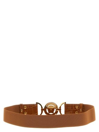Versace Calfskin with Medusa Buckle Belt - Brown