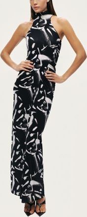 Nocturne Printed Halter Maxi Dress in Multi-Colored at Nordstrom, Size X-Large Eu