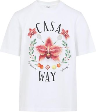 Casablanca White Crewneck Graphic Logo T-Shirt