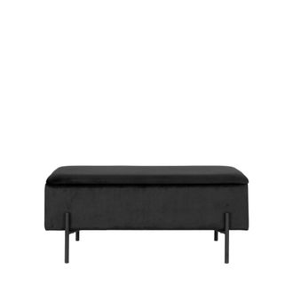 House Nordic Banco con cofre de almacenamiento de terciopelo y metal - negro