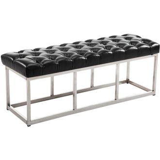 Clp Taburete Pie De Cama Amun Con Base En Acero Inox. Negro 120 Cm