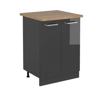 Vicco Mueble Bajo De Cocina R-line, Antracita Alto Brillo, 60 Cm, Et Roble