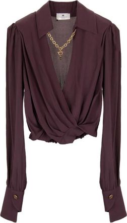 Elisabetta Franchi Blouses, female, Brown, Size: S Cropped Shirt