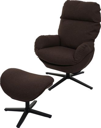 Hhg Hhg - Nunca Usado] Sill&oacute;n + Taburete 420, Sill&oacute;n Tv Sill&oacute;n Mecedora, Funci&oacute;n Giratoria, Metal Tela/textil, Marr&oacute;n