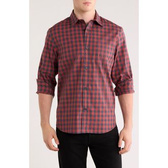 14th & Union Plaid Poplin Button-Up Shirt in Red Griffin Gingham at Nordstrom Rack, Size Xx-Large