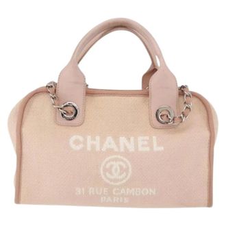 Chanel Pre-owned Handbags, female, Beige, Size: ONE SIZE Pre-owned Deauville bowling bag