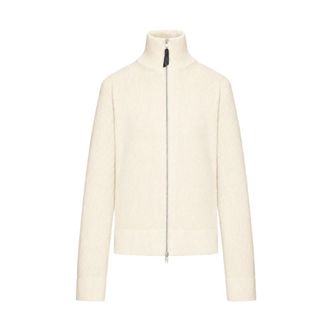 Maison Margiela Ribbed Zip-Up Cardigan - female - Maison Margiela - Cardigans - Beige - L - Knitwear