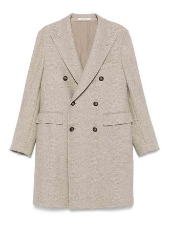 Tagliatore Taupe Double-Breasted Wool Coat
