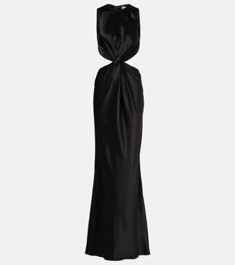 Saint Laurent Cutout gathered silk gown