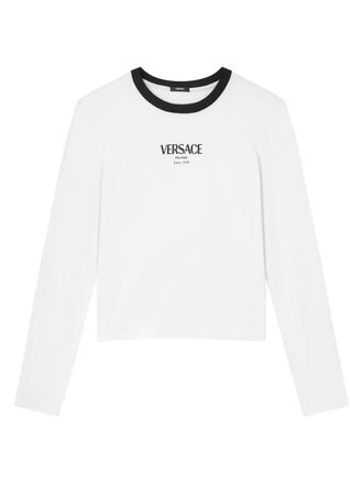 Versace long-sleeved logo-motif top - White