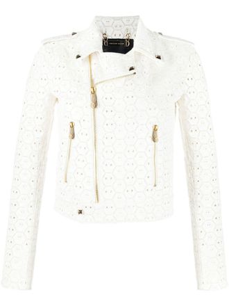Philipp Plein Bomber in pelle Sangallo - Bianco
