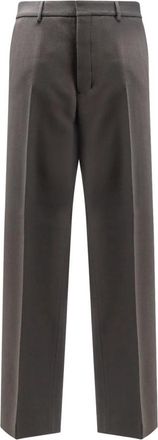 Ami Grijze Wijde Pijp Broek van Wol - Heren - Straight fit broeken - Grijs - S - Wol - Broeken