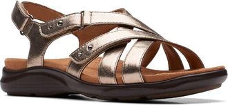 Clarks Kitly Go Leather Sandals In Metallic Standard Fit Size 5