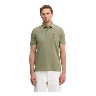 Aeronautica Logo-geborduurd Polo met Strepen - Heren - Polos - Groen - S - Katoen - Tops