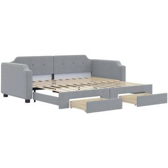 vidaXL Sof&aacute; Cama Nido Con Cajones Tela Gris Claro 90x190 Cm Vidaxl