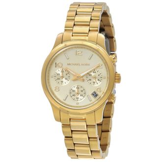 Michael Kors Runway Chronograph Quartz Gold Dial Ladies Watch MK7326